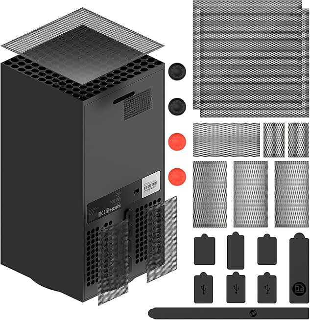 2er Pack Staubschutz Kompatibel mit Xbox Series X Konsole, PVC Schutz Zubehoer mit Griffkappen