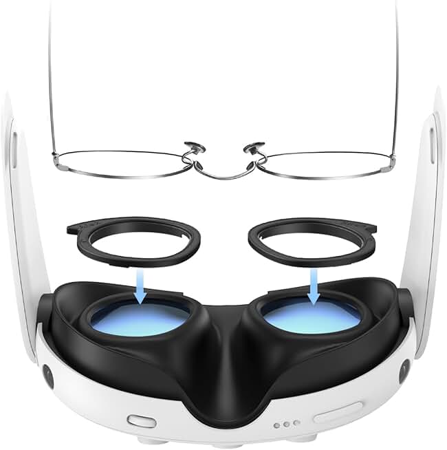 AMVR linsenschutz Kompatibel mit Meta/Oculus Quest 3 Zubehoer, Brillenabstandshalter fuer Q3 Linsen, vr Brille