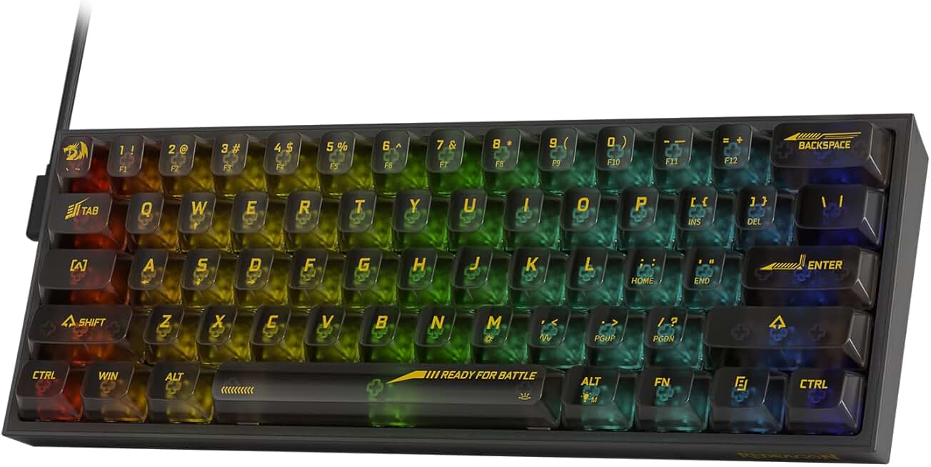 Redragon K617 60% QWERTY RGB-Gaming-Tastatur, 61 Tasten Kompakte Mechanische Tastatur